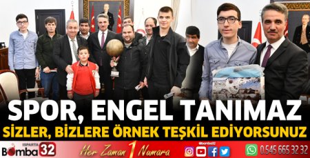 Vali Baruş Görme Engelliler Spor Kulübü sporcularını makamında ağırladı