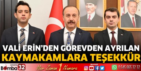 Vali Erin’den görevden ayrılan kaymakamlara teşekkür