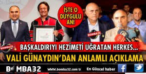 VALİ GÜNAYDIN'A ONUR ÖDÜLÜ TAKDİM EDİLDİ