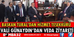 VALİ GÜNAYDIN'DAN BAŞKAN TURAL'A VEDA ZİYARETİ