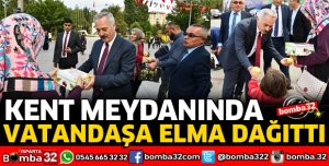 VALİ SEYMENOĞLU ELMA DAĞITTI