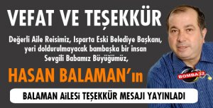 VEFAT VE TEŞEKKÜR