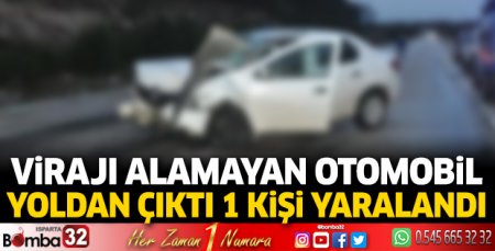 Virajı alamayan otomobil yoldan çıktı 1 kişi yaralandı