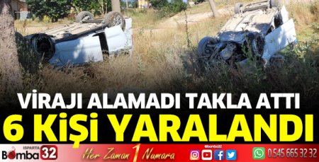 Virajı alamayarak takla attı
