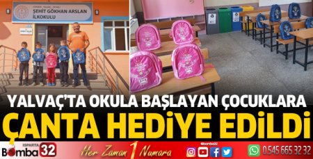Yalvaç'ta öğrencilere çanta hediye edildi
