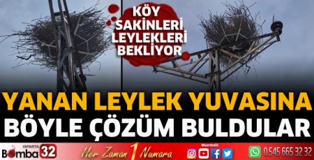Yanan leylek yuvasına böyle çözüm buldular