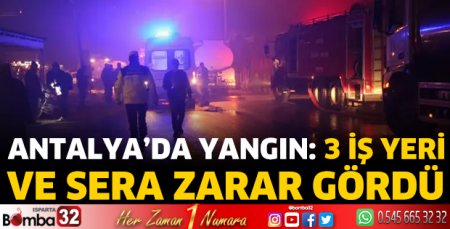 Yangında 3 iş yeri ve sera zarar gördü