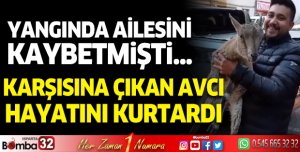 Yangında ailesini kaybeden dağ keçisi yavrusunu avcı kurtardı