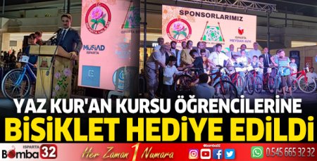 Yaz Kur'an Kursu öğrencilerine bisiklet hediye edildi