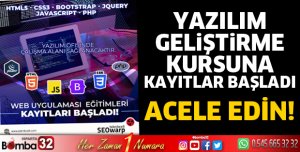 Yazılım Geliştirme Kursuna kayıtlar başladı