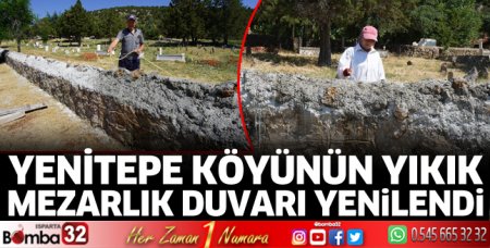Yenitepe Köyünün yıkık mezarlık duvarı yenilendi