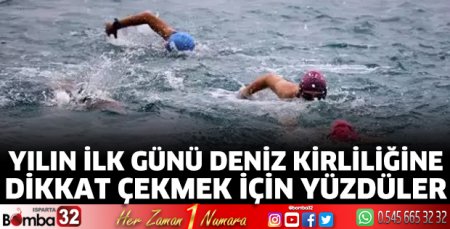 Yılın ilk günü deniz kirliliğine dikkat çekmek için yüzdüler