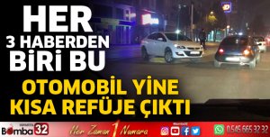 Yine otomobil kısa refüjde asılı kaldı 