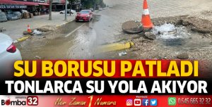 Yol kenarında su borusu patladı