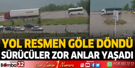 Yol resmen göle döndü