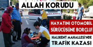 Yola Aniden Fırlayan Kadına Otomobil Çarptı!