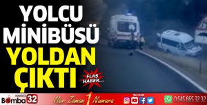 Yolcu minibüsü yoldan çıktı