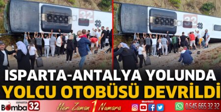Yolcu otobüsü devrildi