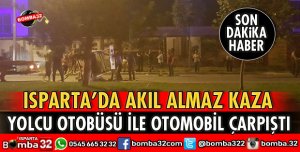 YOLCU OTOBÜSÜ İLE OTOMOBİL ÇARPIŞTI