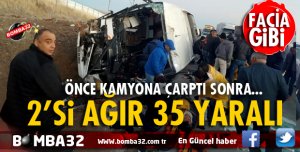 YOLCU OTOBÜSÜ ŞARAMPOLE DEVRİLDİ !