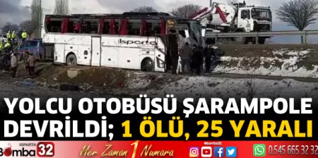 Yolcu otobüsü şarampole devrildi