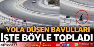 Yolcu otobüsünün bagaj kapağı açılınca bavullar yola düştü