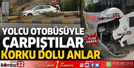 Yolcu otobüsüyle çarpıştılar