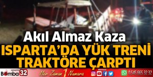 Yük treni, traktöre çarptı
