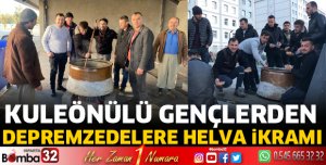 Yurtlardaki depremzedelere helva ikramı