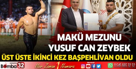 Yusuf Can zeybek ikinci kez başpehlivan oldu