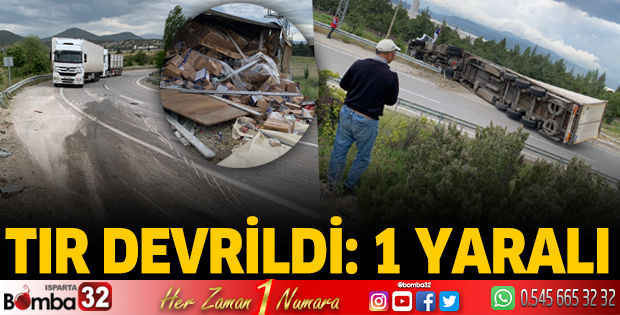 Tır devrildi
