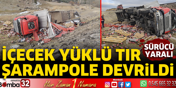 Tır şarampole devrildi 