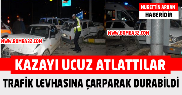 Trafik Levhasına Çarparak Durabildi