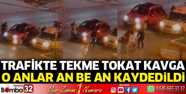 Trafikte tekme tokat kavga