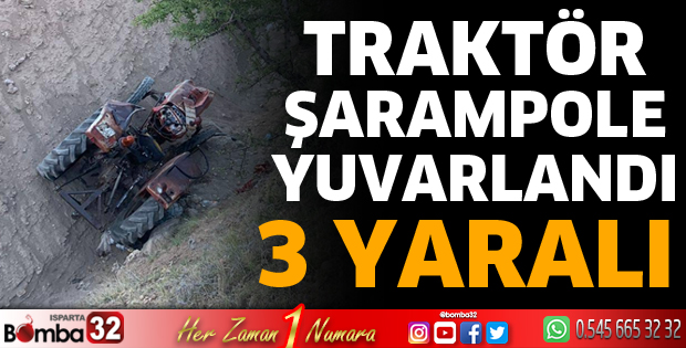Traktör şarampole yuvarlandı