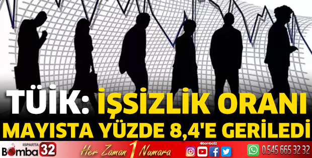 TÜİK: İşsizlik oranı mayısta yüzde 8,4'e geriledi