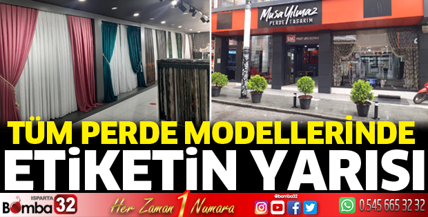 Tüm perde modellerinde etiketin yarısı 