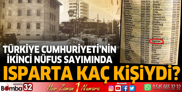 Türkiye Cumhuriyeti'nin ikinci nüfus sayımında Isparta kaç kişiydi?