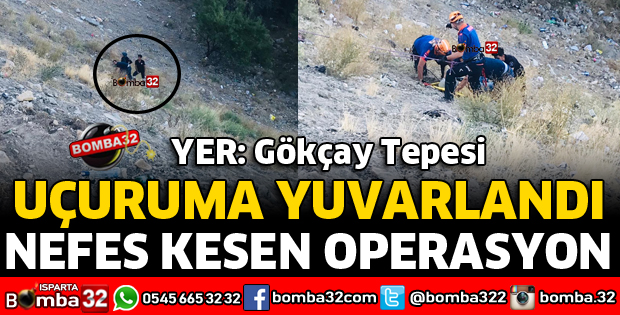 UÇURUMA YUVARLANAN KADINI KURTARMA OPERASYONU