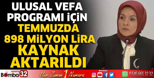 Ulusal Vefa Programı  898 milyon lira kaynak aktarıldı