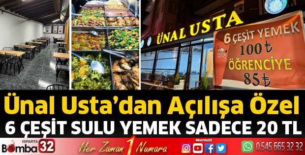 Ünal Usta’dan açılışa özel 6 çeşit sulu yemek sadece 20 TL
