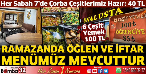 Ünal Usta'da 6 çeşit yemek sadece 100 Lira