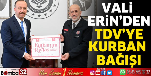 Vali Erin'den TDV'ye Kurban Bağışı