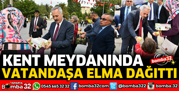 VALİ SEYMENOĞLU ELMA DAĞITTI