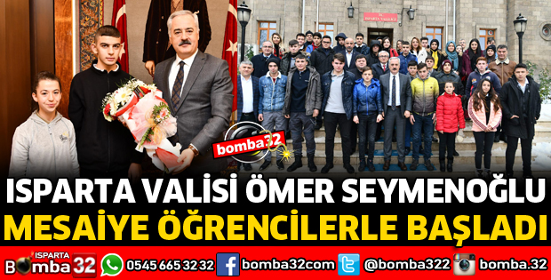 VALİ SEYMENOĞLU MESAİSİNE ÖĞRENCİLERLE BAŞLADI