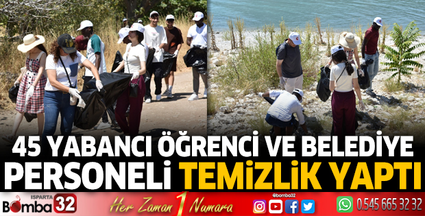 Yabancı öğrenciler ve belediye personeli temizlik yaptı