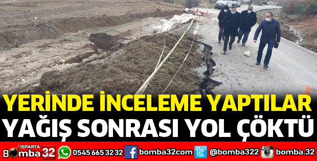 YAĞIŞ SONRASI YOL ÇÖKTÜ