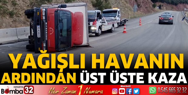Yağışlı havanın ardından üst üste kaza 
