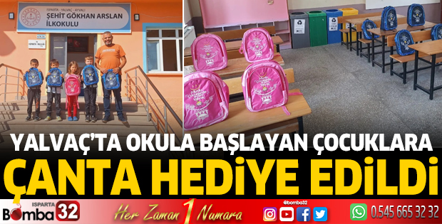 Yalvaç'ta öğrencilere çanta hediye edildi