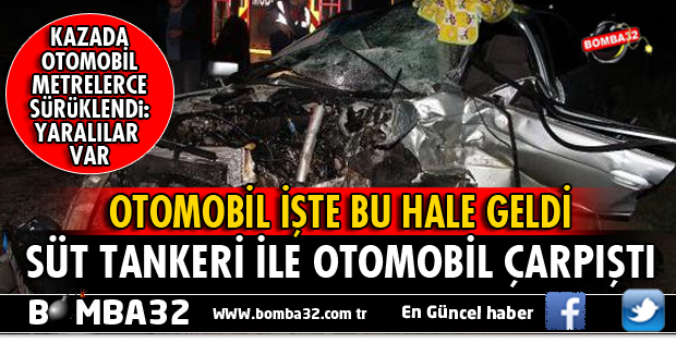 YALVAÇ'TA TANKERLE OTOMOBİL ÇARPIŞTI